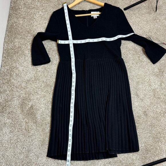 Ganni x Anthropologie Fulton Black Pleated Knit A-Line Cocktail Mini Dress Small - Picture 13 of 13